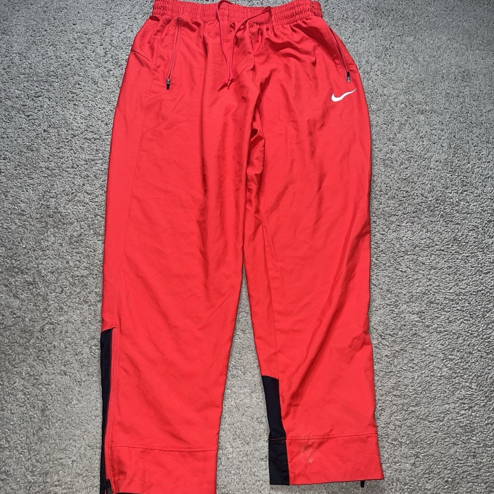 Nike Elite Baggy Track Pants Men's Size XL Red Y2K Dri-Fit‎ Zip Ankle EUC